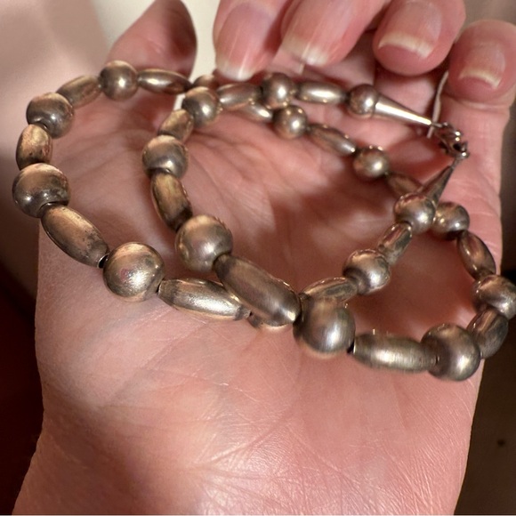 Vintage Rising Sun Navajo Sterling Silver Pearls Southwestern Choker Necklace - Picture 9 of 17